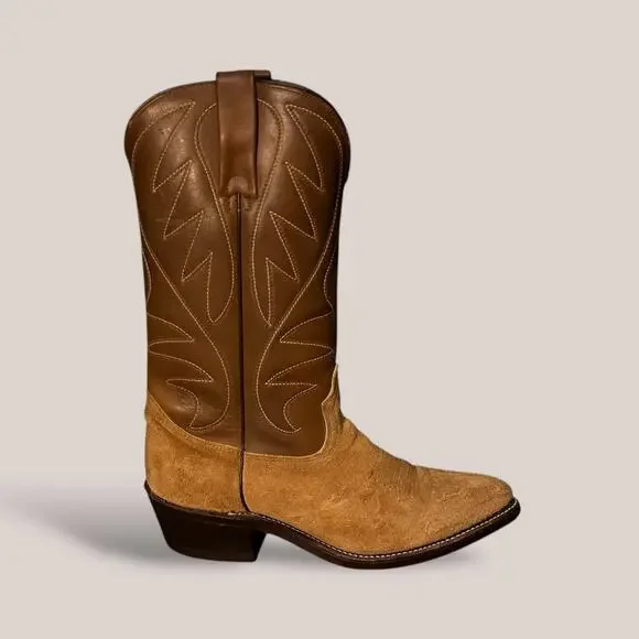 Durango Women’s Western Cowboy Boots Tan Suede & Brown Leather Size 8D